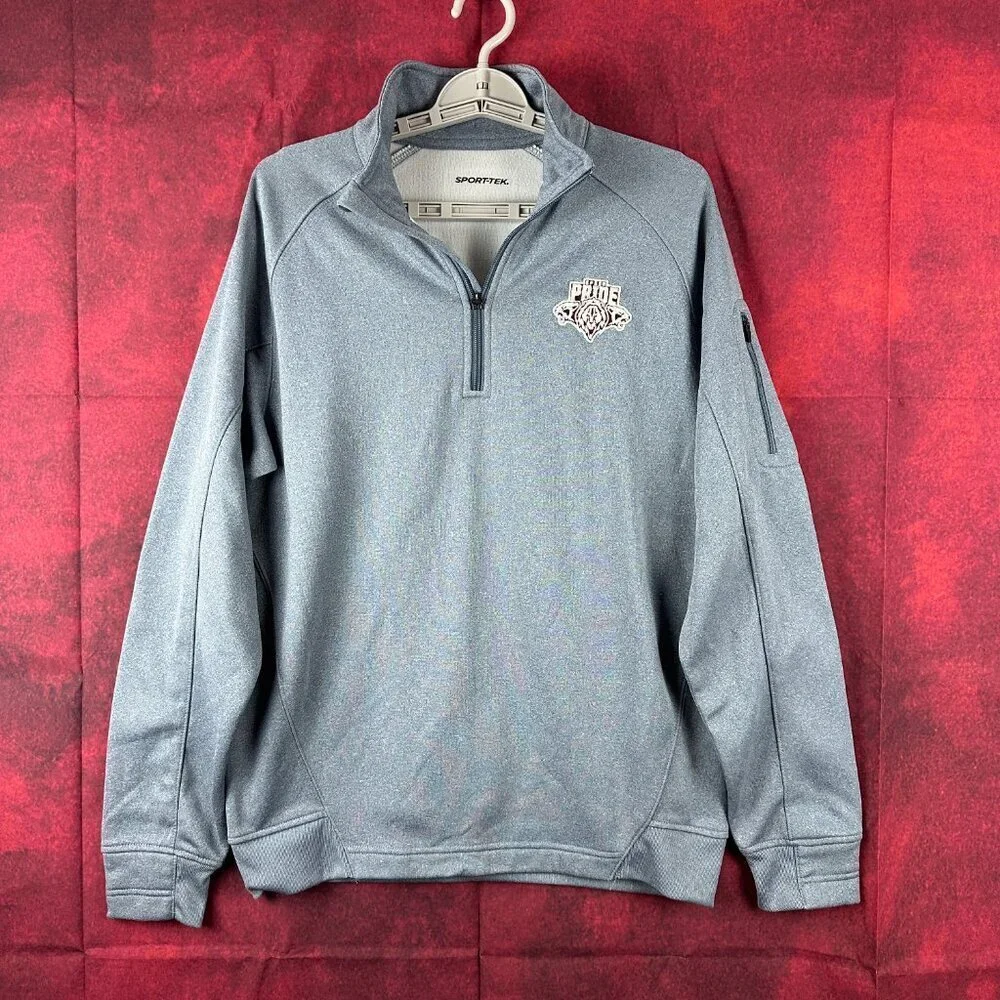 SPORT-TEK QUARTER-ZIP PULLOVER GRAY EMROIDERED SPEER PRIDE ACADEMY LOGO SIZE 